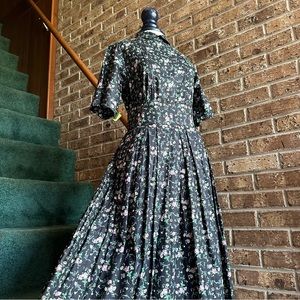 VTG 80s Retro NWT Black & Purple Cottagecore Floral Prairie Skirt Set